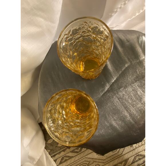 MCM TWO Anchor Hocking Lido Milano Amber Gold 12 oz 5.50 inch Drink Glasses VGUC - Picture 7 of 14